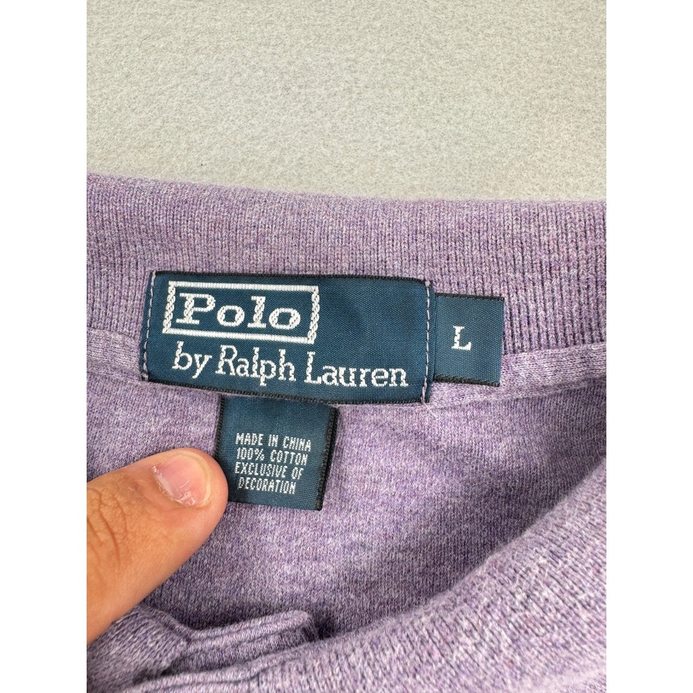 Polo Ralph Lauren Mens L Short Sleeve Soft Cotton Polo Heathered Purple Preppy - Picture 4 of 9